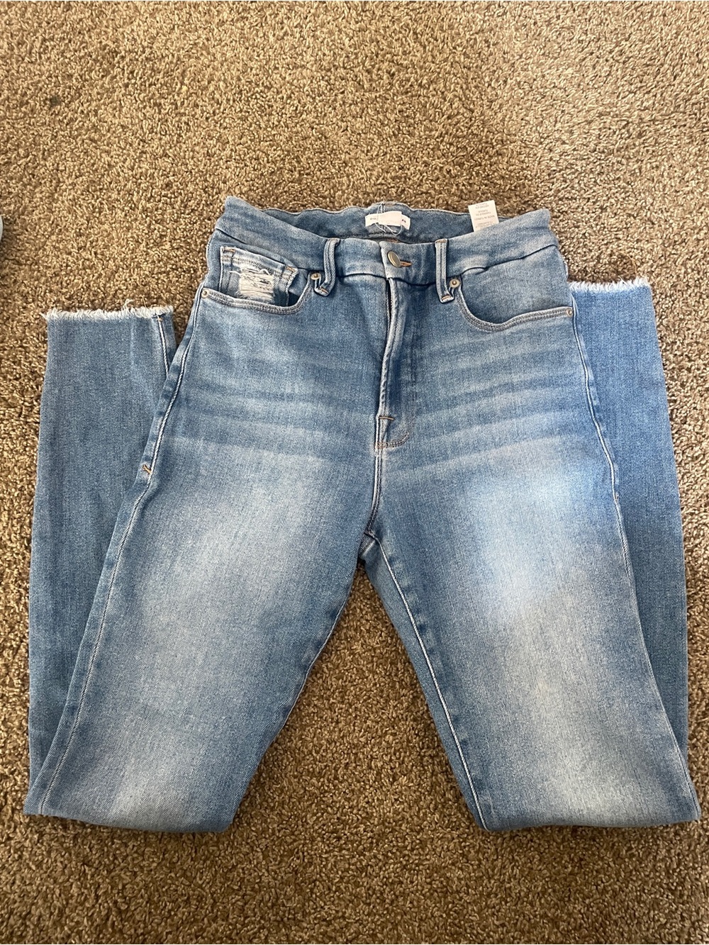 Good American Light Blue Washed Ankle Skinny Jeans